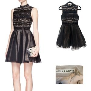 Alice + Olivia Taya Beaded Tulle Dress